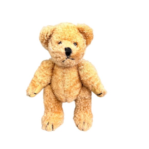 Jointed Mini Teddy Bear Tan Plush Stuffed Animal Moving Head Missing Tags - Picture 1 of 8